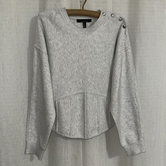 WHBM XL Heather Gray Lunar Corset Style Dolman Sleeve Pullover Sweater - Picture 7 of 16